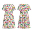 thumbnail image 3 of Bixox Robe d'Été à Manches Courtes pour Femmes Robe Ample Longueur Genou avec Poches-Tulipes Fleurs, 3 of 7