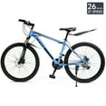 thumbnail image 3 of 26 Inch Mountain Bike for Adult, 27-Speed Dual Suspension High-Carbon Steel MTB Bicycle, Dual Disc Brake Bikes for Men Women, Silver, Blue, Gray and Red, 3 of 11