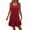 Wine, variant on Fashion Women Casual Solid Sleeveless Round-Neck Ruffle Tiered Mini Dress Green S