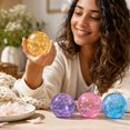 thumbnail image 4 of Coconut Oil Squishy with shiny flower and star sequins, Coconut Oil Slow Rising Squeeze Stress Ball Clear Jelly Bubblegum Texture Coconut Oil Squishy Toy,Orange, 4 of 4