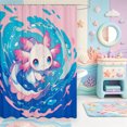 thumbnail image 2 of Manfei 3D Print Axolotl Shower Curtain 72Wx72L,Animals Pattern Bathroom Curtain, 2 of 5