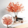 thumbnail image 6 of 5 Pcs Artificial Eucalyptus Stems Fall Stems Tall Silver Dollar Eucalyptus Leaves Fake Silk Eucalyptus Branches Autumn Decorations for Home Wedding Party Thanksgiving Decor(Orange), 6 of 7