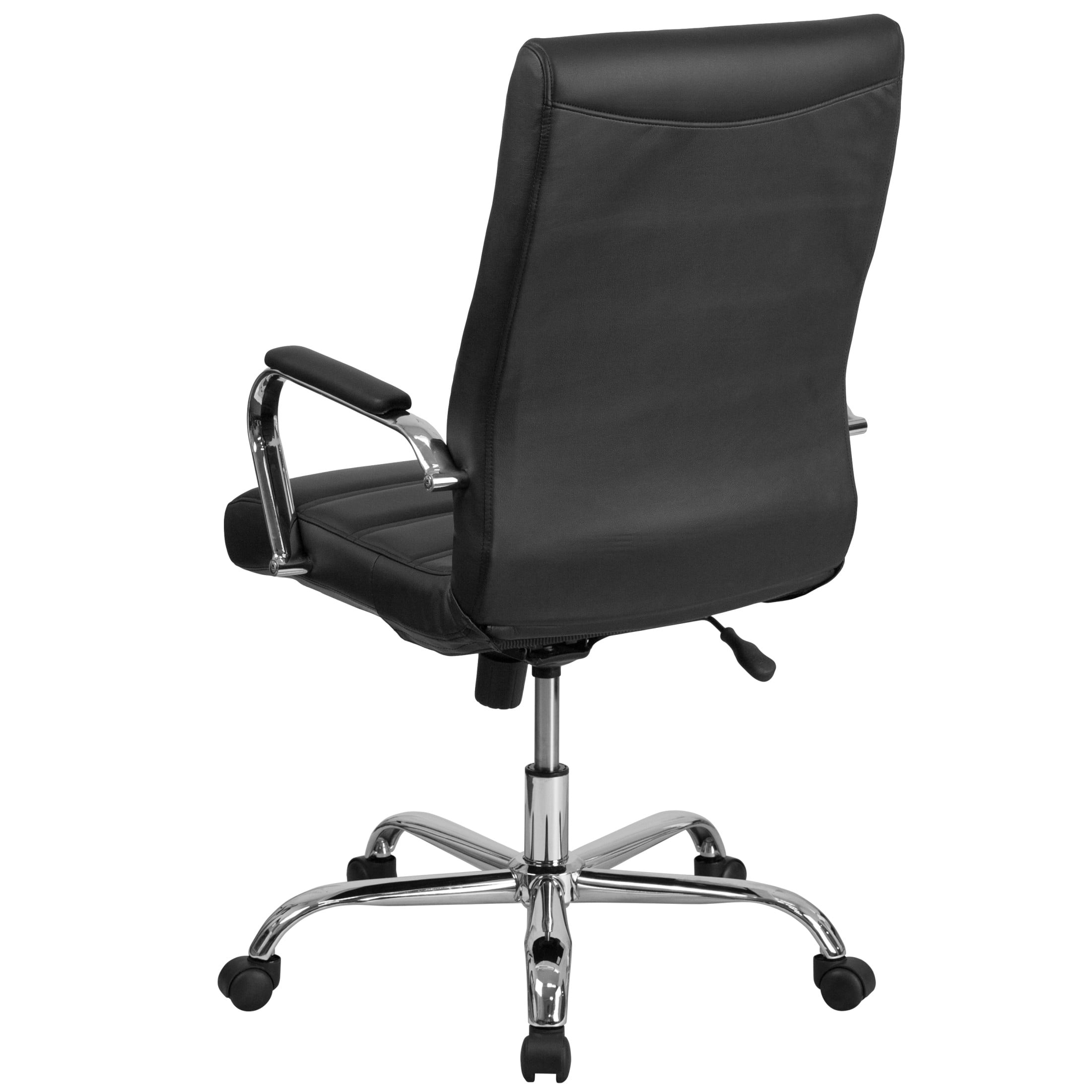 Flash Furniture Whitney High-Back Swivel LeatherSoft Desk Chair with Armrests, Black/Chrome