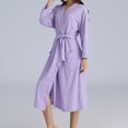 thumbnail image 4 of Ashirexll Robes for Women Lightweight Waffle Full-Length Robe Winter Warm Couple Bathrobe Men and Women and Winter Bathrobe Purple L, 4 of 5