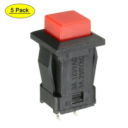 Uxcell 12mm Mounting Red Square Latching Push Button Switch SPST NO 5 Pack price history on PriceWatchPro