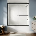 thumbnail image 2 of Elegant  Double Sliding Shower Door in Matte Black Finish with 1/4 inch Clear Shower Tempered Glass Panel Tub Door 60"x62", 2 of 5