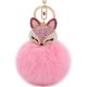 thumbnail image 1 of Boseen Llavero con pompón de bola de piel de conejo genuina con una cabeza de zorro de aleación de moda tachonada con diamantes sintéticos (diamantes de imitación) para bolso de mujer Teléfono mó, 1 of 5