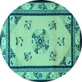 thumbnail image 1 of Ahgly Company Machine Washable Indoor Round Oriental Turquoise Blue Asian Inspired Area Rugs, 8' Round, 1 of 4