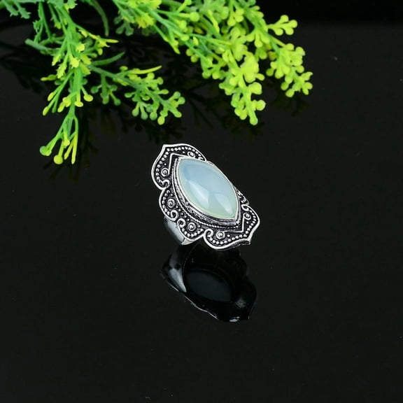 Natural Aquamarine Gemstone Handmade 925 Sterling Silver Ring Size 11.5