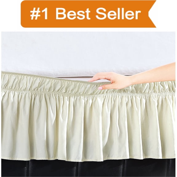 Celine Linen Elegant Cream Ruffled Microfiber Wrap Around Bed Skirt, Twin/Full (1 Count)