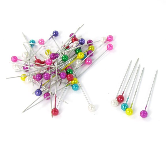 Unique Bargains 55 Pcs Colorful Round Beaded Head Faux Pearl Wedding Corsage Headed Pins