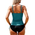 thumbnail image 4 of Tankini Swimsuit Tummy Control Bathing Suits Two Piece Slimming Swim Suit High Waisted Built in Bra Swimwear Turquoise L, 4 of 9