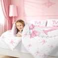 thumbnail image 4 of meiyoeat Chic Bow Tie 7 Pieces Full Size Bedding Sets For Bowknot Girls,Pink Initial Letter M Full Size Bed in a Bag For Kids,Pink Reversible, 4 of 7