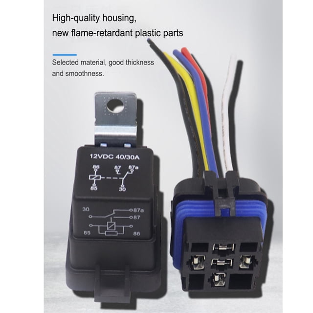 40A Car Relay Switch Interior Automobile Vehicle Accessory Controller Wiring Connector Portable Automobile Vehicle Replacement Modification Equipment 12V 5Pin