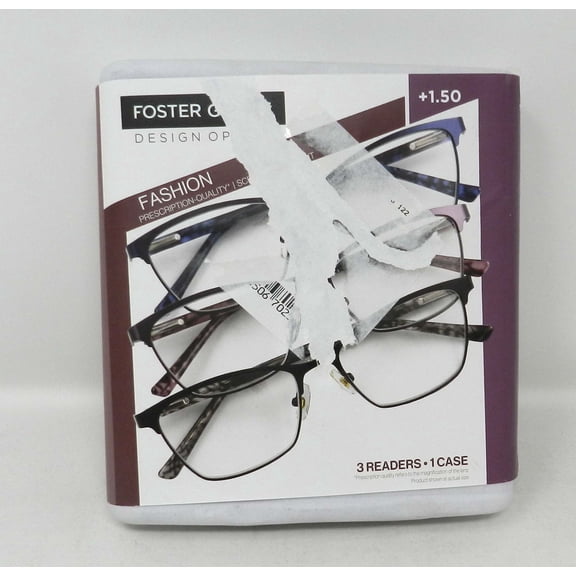 Design Optics By Foster Grant Addie Square Cat Eye  1.50 Reading Glasses 3 Count
