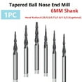 thumbnail image 3 of 1Pc Carbide Ball Nose Tapered End Mills 2 Flute Engraving Router Bits Router Bit R0.75*30.5*D6*75, 3 of 7