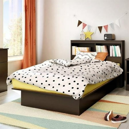 South Shore Libra Twin Bookcase Platform Bed in Chocolate