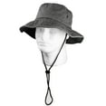 thumbnail image 6 of Wide Brim Hiking Fishing Safari Boonie Bucket Hats 100% Cotton UV Sun Protection For Men Women Outdoor Activities L/XL Black Denim, 6 of 7