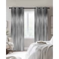 thumbnail image 3 of Grey Blackout Curtains, Light Blocking Print Window Curtains, Modern Abstract Art Ombre Striped Thermal Insulated Window Drapes for Living Room Kitchen Cafe 2 Panels, 104"W x 52"L, 3 of 9
