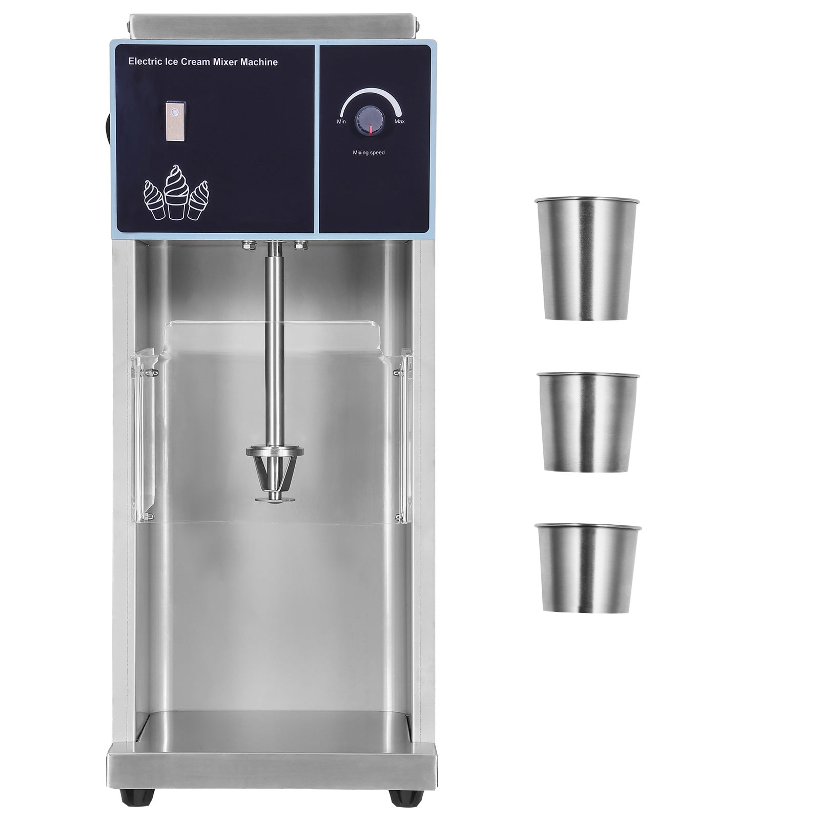 KFFKFF Frozen Dessert Blender, 400W Rapid Ice Cream Maker Mixer Machine 4200RPM, Infinite Speed Regulation, 304 Stainless Steel Ice Cream Agitator, 3 Portable Cups, Create Diverse Ice Cream Tastes