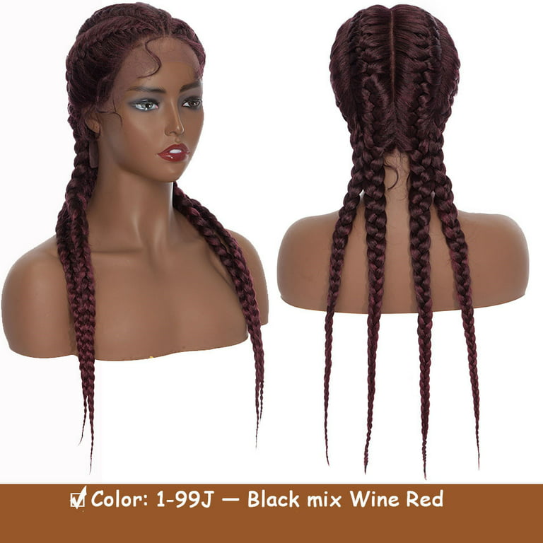 Half cornrow half curls on 13*6 frontal - Wigs blonde, black, brown,  average, braided, long, synthetic hair