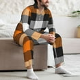 thumbnail image 7 of Salouo Orange Plaid Print Button-Front Long Sleeve Pajama Set for Men, Soft 2Pjs Men's Long Sleeve Sleepwear-Medium, 7 of 7