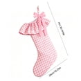 thumbnail image 3 of Plaid Ruffle Christmas Stockings, Vintage Checkered Stocking with Velvet Bow for Fireplace Mantel Decor, Holiday Gift Socks Set for Home, 18in, 3 of 7