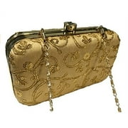 FGX, Gold Women's Evening Clutch Bags Wedding Purses Formal Party Clutches