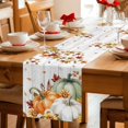 thumbnail image 5 of Green Orange Fall Table Runner - 108 Inch Long Thanksgiving Pumpkins Maple Leaf Vintage Cotton and Linen Blended Dress Scarves Farmhouse Table Runner for Kitchen Dining, Coffee Table, 13" x 108", 5 of 8