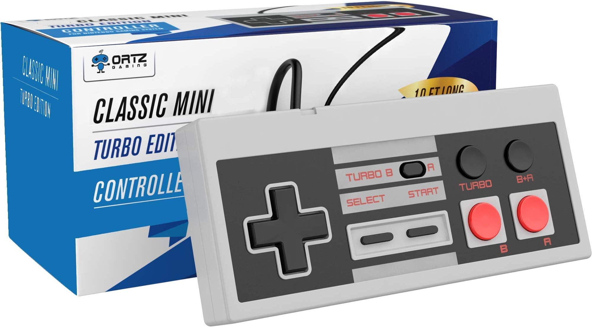 Modsige Synes underordnet Ortz 10ft NES Classic Controller for Nintendo Mini Edition Console [TURBO  EDITION] - Walmart.com