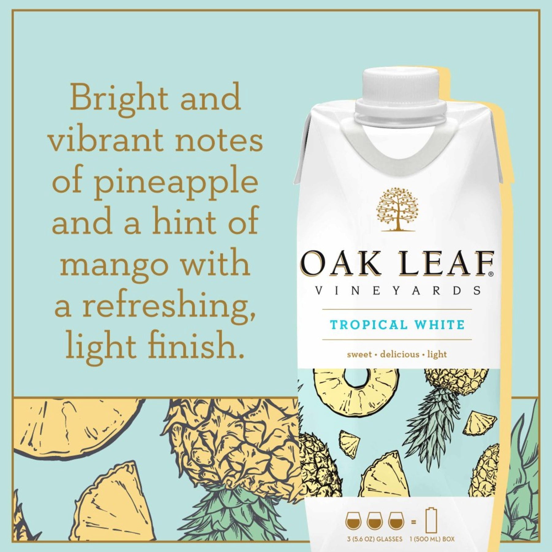 Oak Leaf Vineyards Sweets Tropical White California Flavored Wine, 500 ml Tetra-Pak, 8.5% ABV