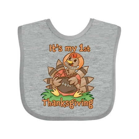 

Inktastic It s My 1st Thanksgiving Cute Football Turkey Boys or Girls Baby Bib