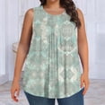 thumbnail image 4 of Homenesgenics Tank Tops for Women Plus Size Summer Floral Printed T-Shirt Home & Leisure Round Neck Tank Top,Sleeveless Tunic Tops Green XXL, 4 of 7
