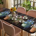 thumbnail image 3 of Spring Floral Table Cloths for 8 Foot Rectangle Tables, Wooden Flowers Elegant Pastoral Botanical Patio Waterproof Elastic Fitted Tablecloths, Washable Rectangular Table Cover for Camping, 3 of 8