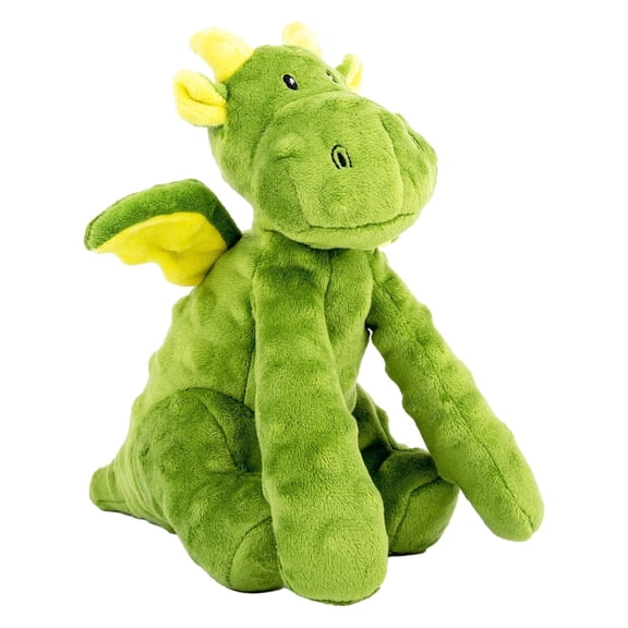 UXVA Crinkle Squeaky Green Dragon Dog Plush Toy Interactive Stuffed Chew Toy for All Breeds