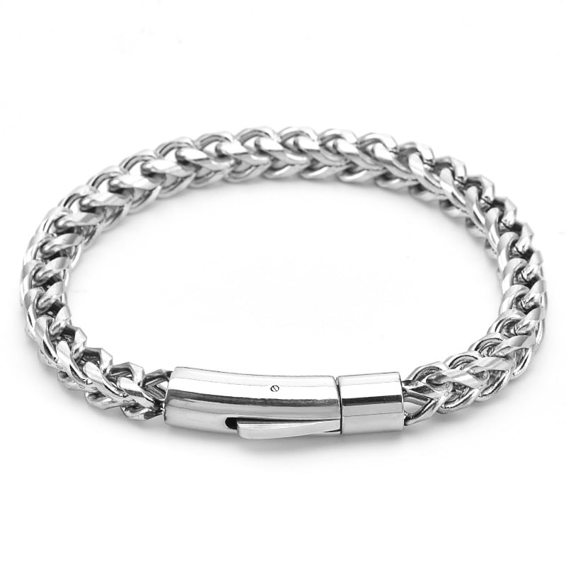 Leander Men's Stainless Steel Cuban Link Bracelet, 6mm Width, Black/18K Gold Plated, Ideal for Men.
