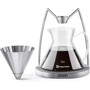 Pour Over Coffee Maker, Magnetic Coffee Dripper and 600ML Carafe Coffee Server, Drip Coffee Maker with Metal Base, Dishwasher Safe for Home or Office
