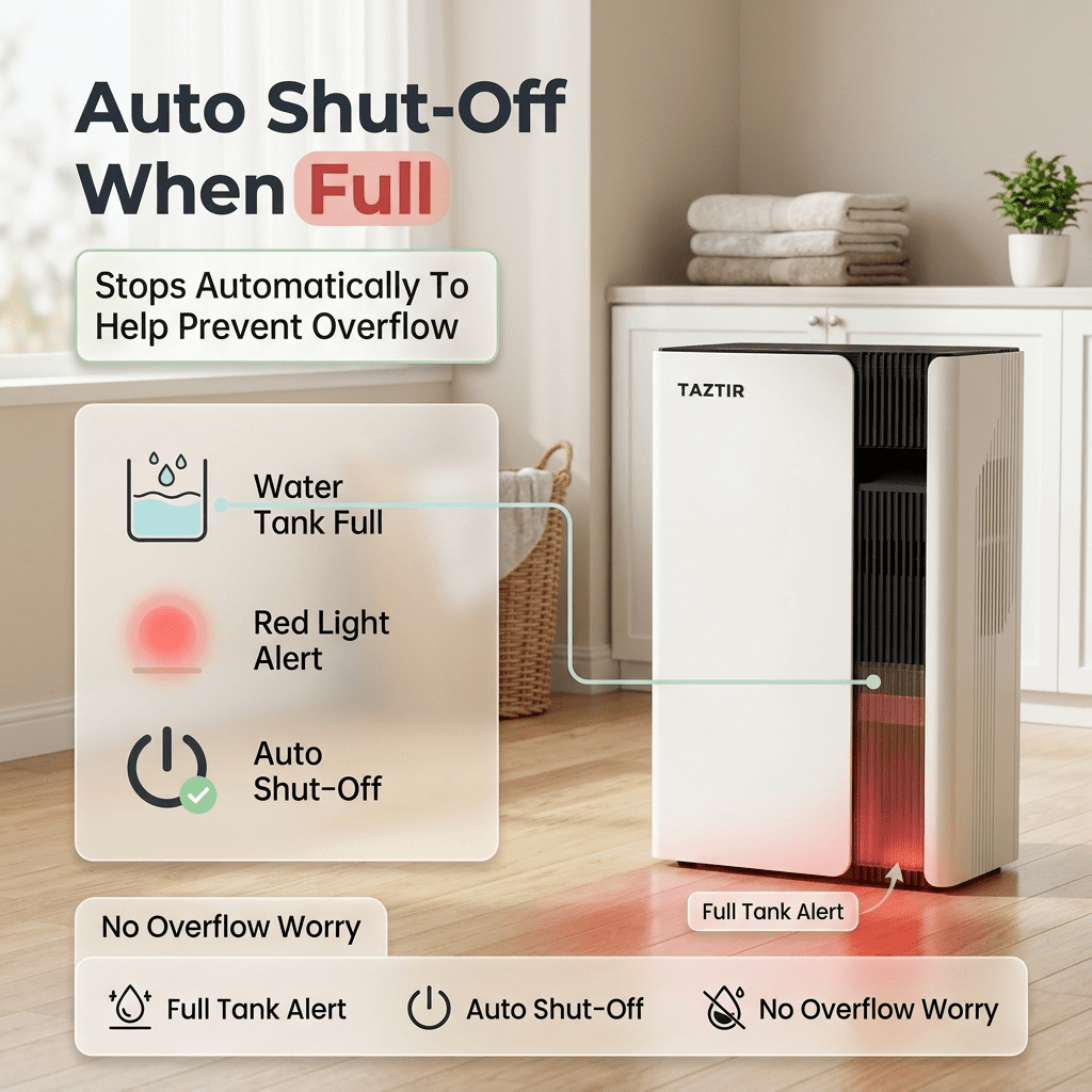 Quiet Dehumidifier For Bedroom 3L Tank, Up To 1500ML/Day Moisture Removal For Home, Basement Bathroom Living Room, 30-60㎡ Coverage, 2 Drainage Modes, Sleep Mode, Timer, Smart Touch Control