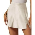 thumbnail image 7 of Riforla Women's Basic High Waist Solid Satin Bodycon Mini Pencil Skirt Skirts for Women Beige S, 7 of 7