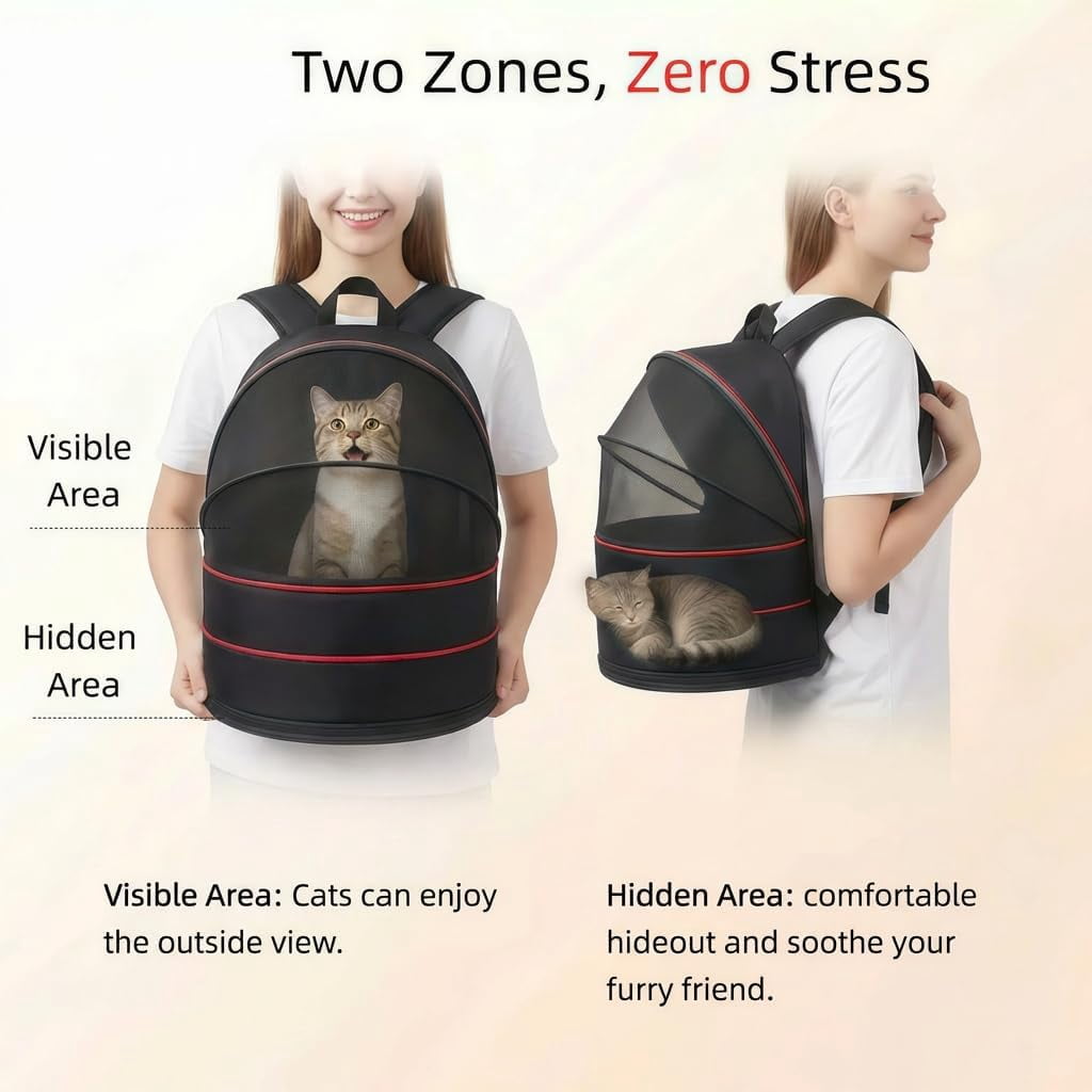 Dog Backpack Carrier for Small Dogs - Cat Carrier Backpack, Pet Tent for Indoor and Outdoor Cats, Collapsible Breathable Lightweight Cat Travel Supplies Accessorie for Shopping Travel Vet