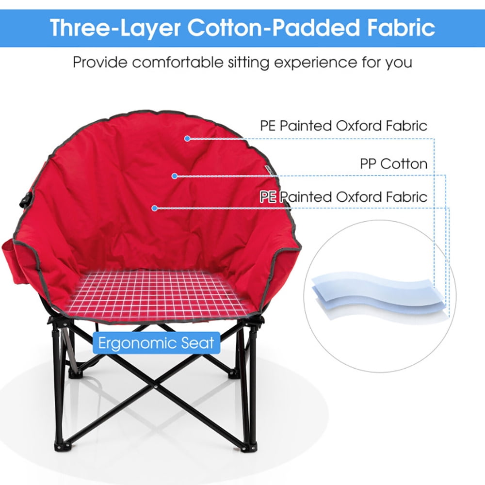Aimee Lii Folding Camping Moon Padded Chair with Carrying Bag, Portable Chairs for Adults, Comfy Outdoor Chair, Red