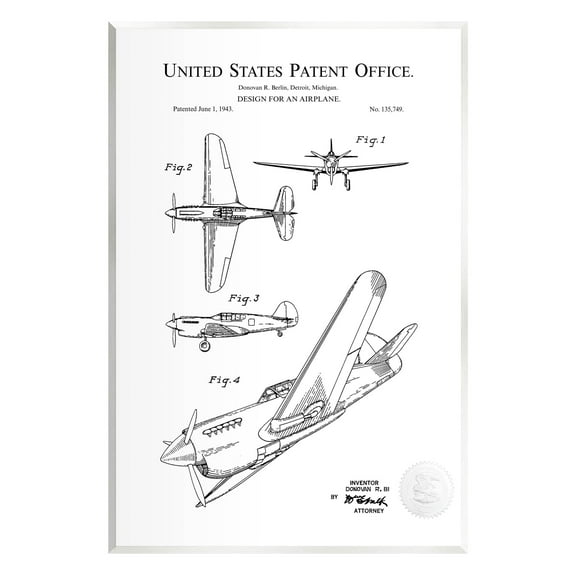Stupell Industries Detailed Airplane Diagram Graphic Art Unframed Art Print Wall Art, Design by Karl Hronek