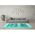 thumbnail image 3 of Ahgly Company Indoor Square Oriental Turquoise Blue Traditional Area Rugs, 5' Square, 3 of 4