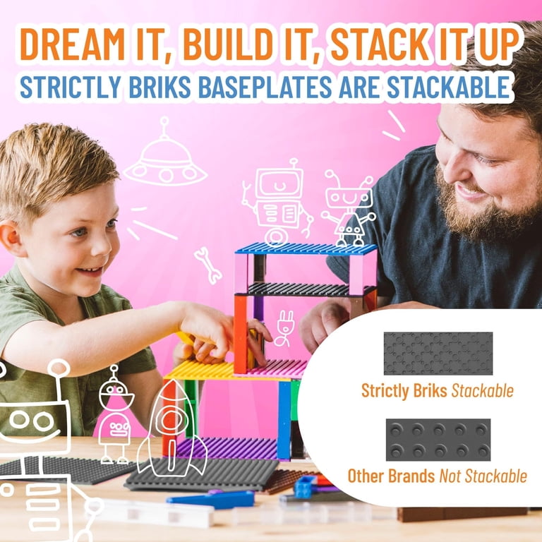 Stackable Black Base Plate Lego Flowers Strictly Briks Classic Baseplates 10x10 Set - 4 Black ...
