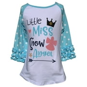 Little Girl Kids Little Miss Snow Angel Polka Shirt Top Tee T-Shirt Red WT Blue 2T XS (318463)