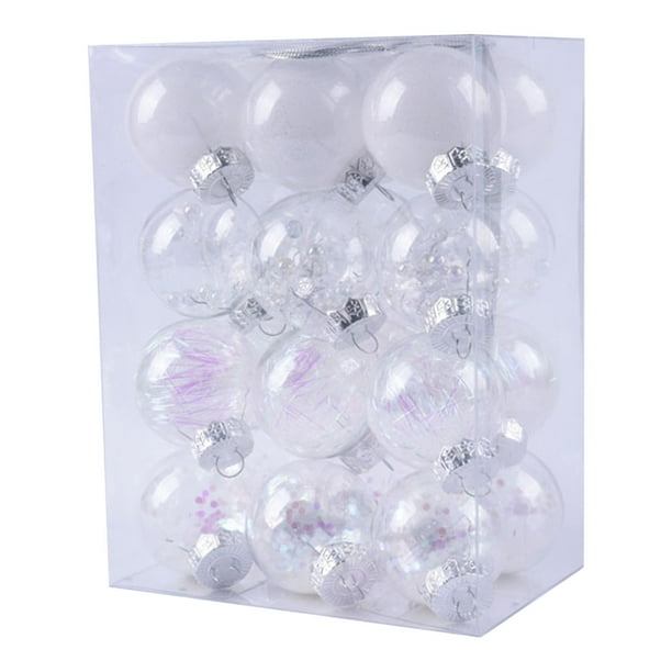 Fiudx Adornos para Árbol de Navidad, Brillantes, de Plástico Duradero, para Decoración Del Hogar, Fiestas y Centros de Mesa de Boda (Juego de 24 Piezas, 60 Mm de Diámetro).