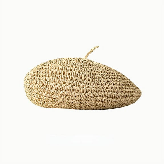 CoCopeaunts Summer Beret Hat for Women Vintage Beret Cap Fashion Women Casual Straw Weaving Beret Hat French Beanie Caps Hot
