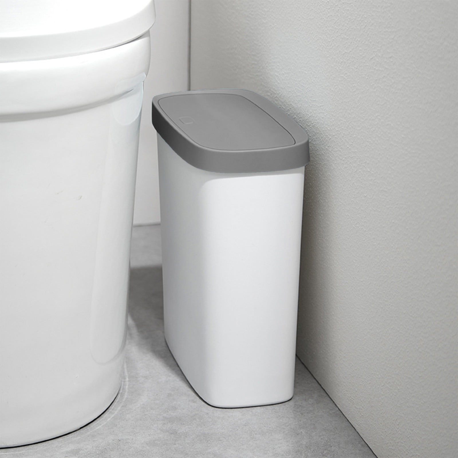 Kitchen Trash Can, Step-On Garbage Can with Lid, Tall Kitchen & Bathroom Trash Can, Small Office Waste Bin, Gray - Xuniizn