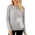 thumbnail image 1 of Suéter de Navidad para mujer, suéteres casuales de manga larga con cuello redondo de Navidad Irfora Camiseta de manga corta, 1 of 7