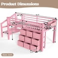 thumbnail image 4 of Bellemave Low Loft Bed with Stairs & LED Lights, Twin Size Loft Beds with 9 Drawers and Bookcase, Metal Multi-Storage Loft Frame with Under-Bed Spaces,Pink, 4 of 9